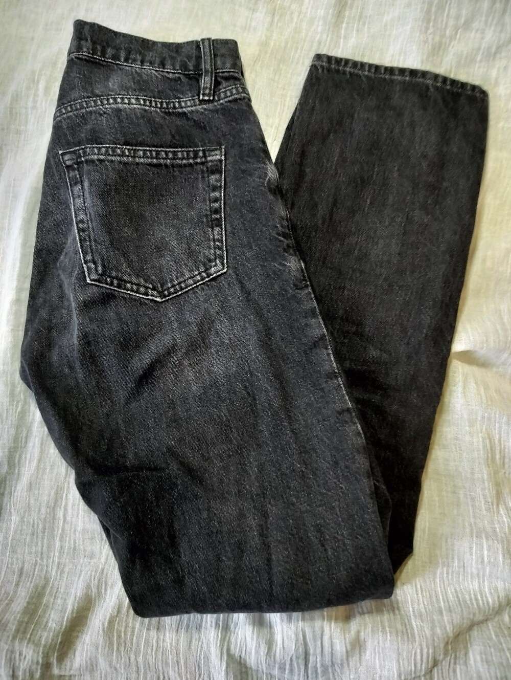 EUC FRAME Women's Le Slouch High-Rise Straight Leg Jeans Pompeii Washed Black 25